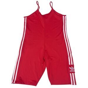 Adidas Strappy Cycling Suit Trefoil 3 Stripes Romper One Piece XL Unitard Red
